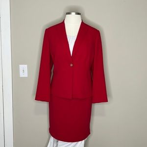 RARE Red HOT Calvin Klein skirt suit with bonus trousers size 16-18W